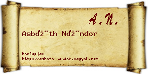 Asbóth Nándor névjegykártya